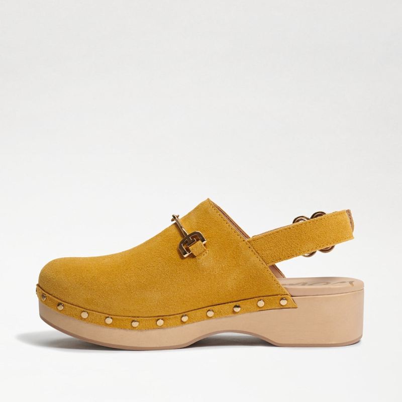 Sam Edelman Hilda Bit Sling Back Clog-Mustard Suede