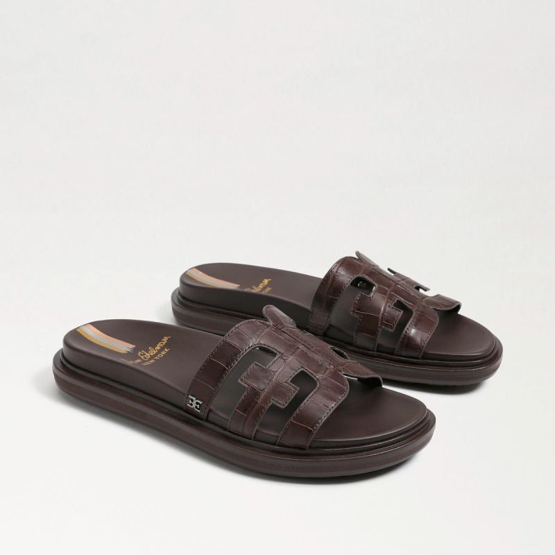 Sam Edelman Valeri Slide Sandal-Dark Mahogany Croc Sam Edelman Valeri Slide Sandal-Dark Mahogany Croc