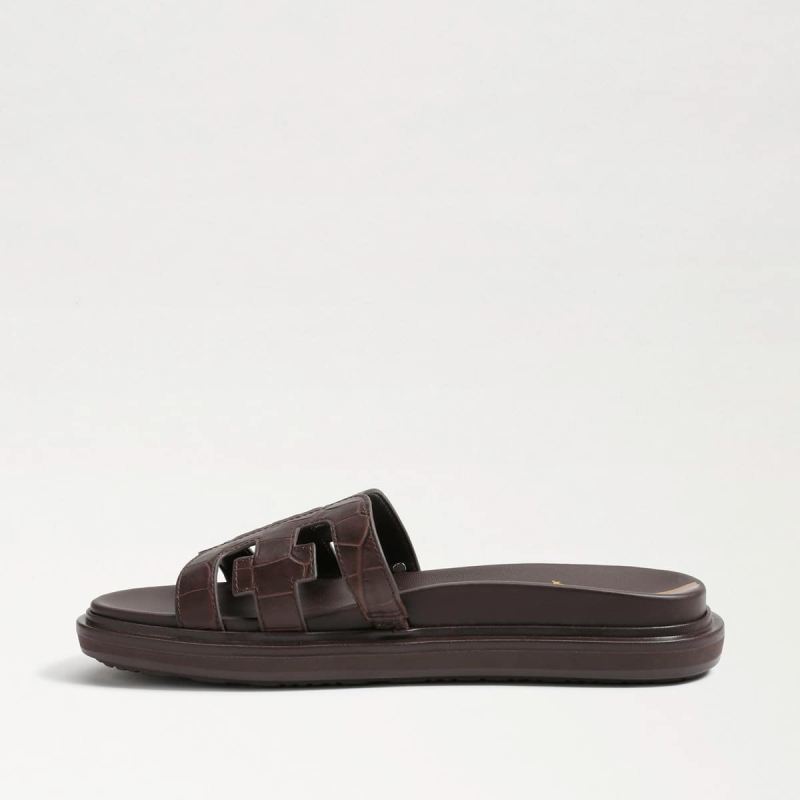 Sam Edelman Valeri Slide Sandal-Dark Mahogany Croc
