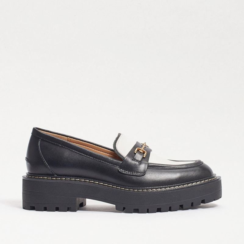 Sam Edelman Laurs Lug Sole Loafer-Black/Bright White Leather