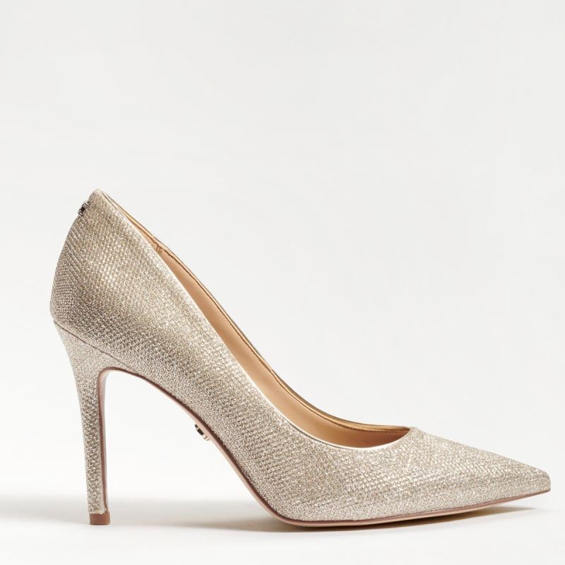 Sam Edelman Hazel Pointed Toe Heel-Light Gold Mesh