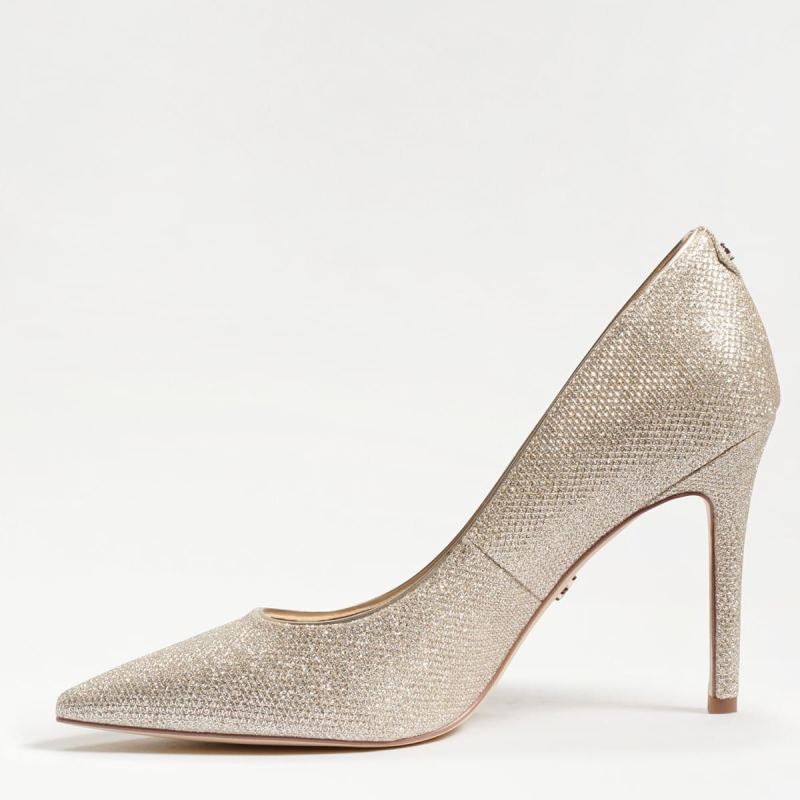 Sam Edelman Hazel Pointed Toe Heel-Light Gold Mesh