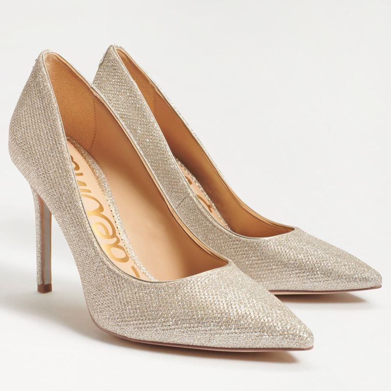 Sam Edelman Hazel Pointed Toe Heel-Light Gold Mesh