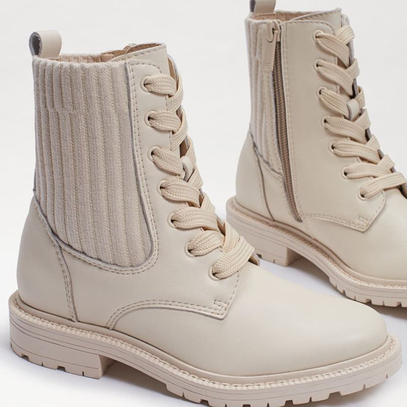 Sam Edelman Lydell Kids Combat Boot-Modern Ivory Leather