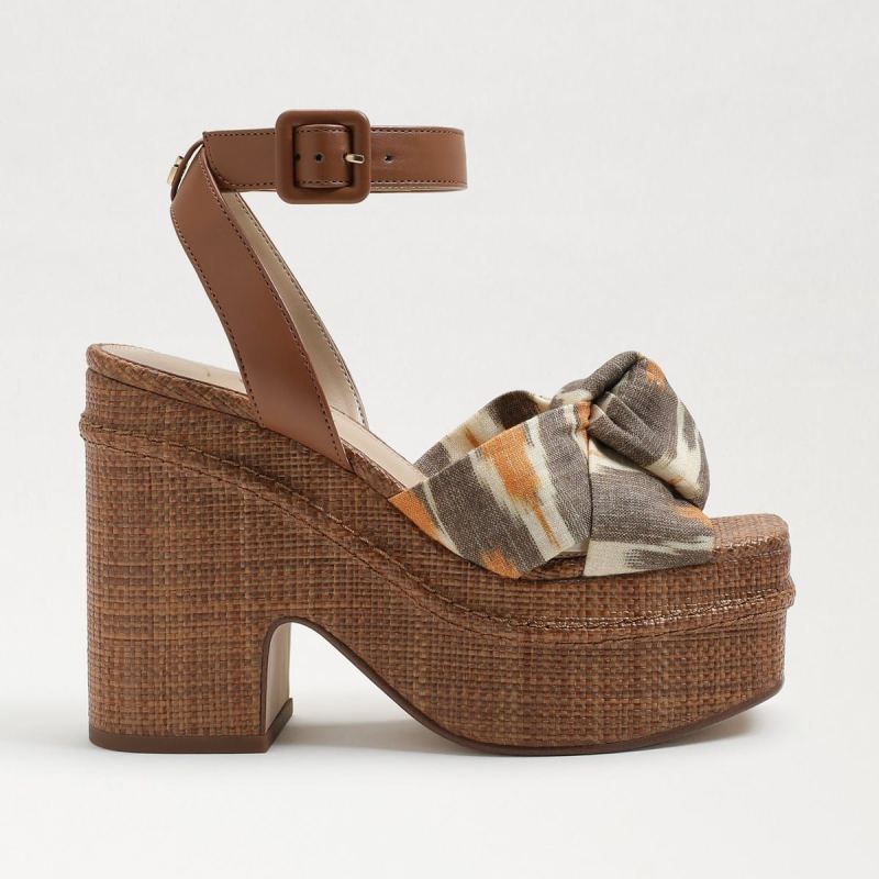 Sam Edelman Theresa Platform Block Heel-Soft Grey Ikat Linen