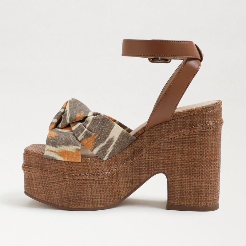 Sam Edelman Theresa Platform Block Heel-Soft Grey Ikat Linen
