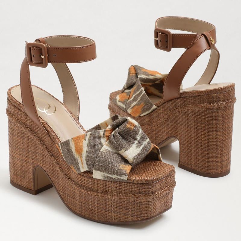 Sam Edelman Theresa Platform Block Heel-Soft Grey Ikat Linen