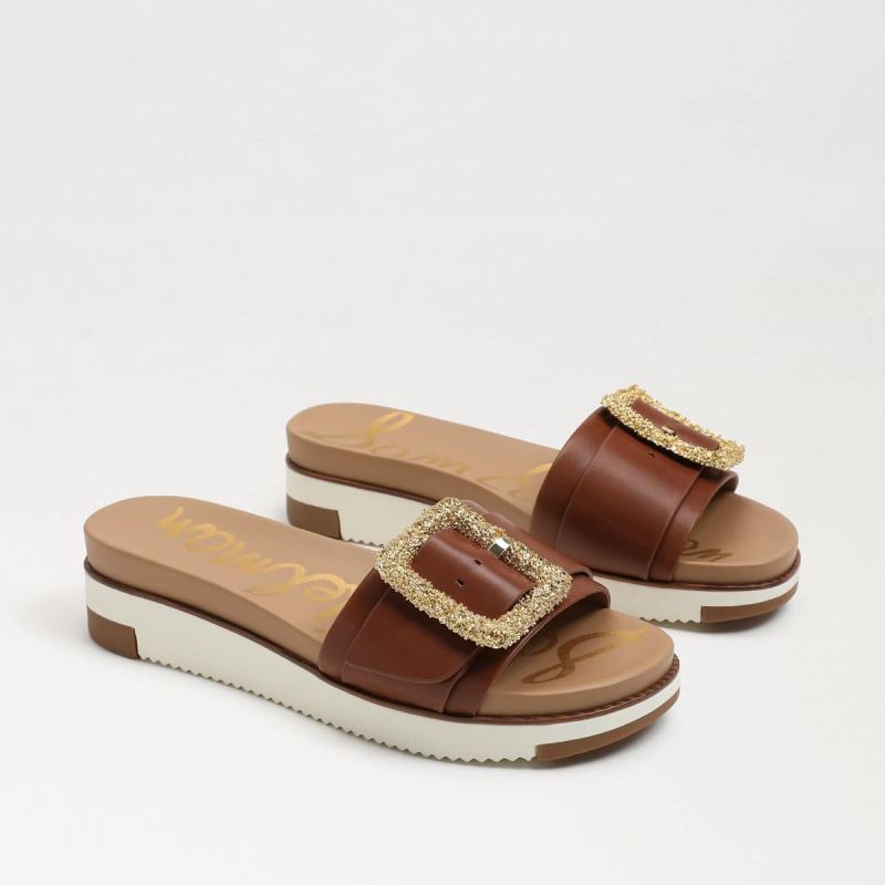 Sam Edelman Ariane Slide Sandal-Dk Bourbon Leather - Click Image to Close