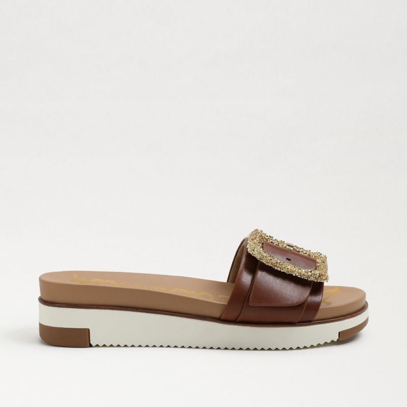 Sam Edelman Ariane Slide Sandal-Dk Bourbon Leather