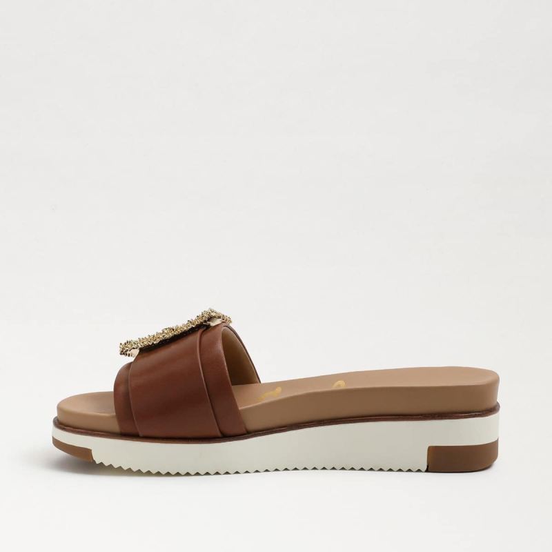 Sam Edelman Ariane Slide Sandal-Dk Bourbon Leather