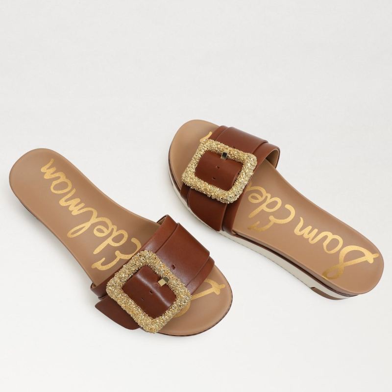 Sam Edelman Ariane Slide Sandal-Dk Bourbon Leather