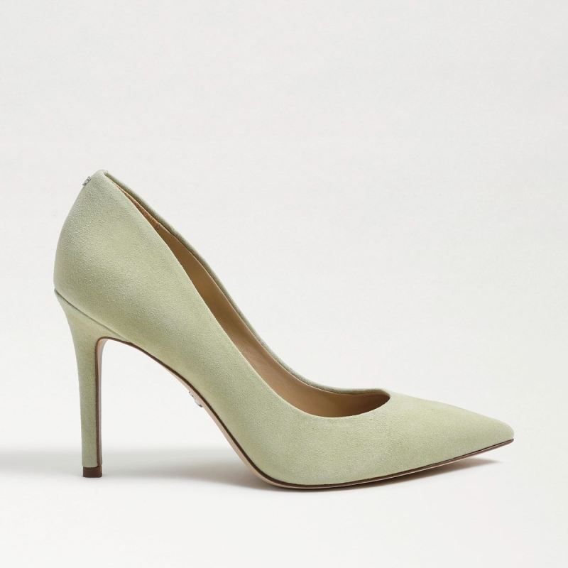 Sam Edelman Hazel Pointed Toe Heel-Pistachio Suede