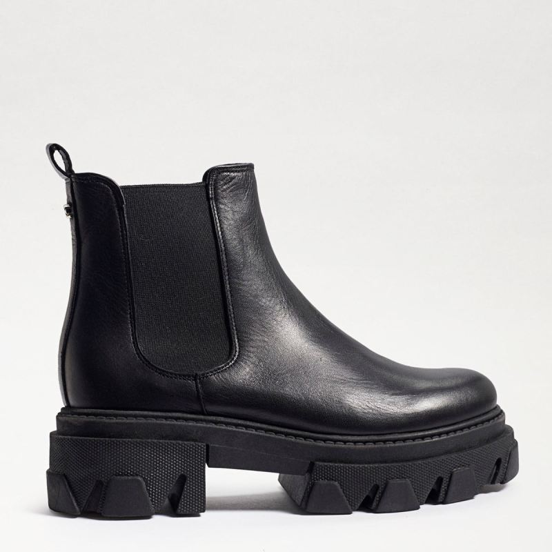 Sam Edelman Daelyn Chunky Sole Short Boot-Black Leather