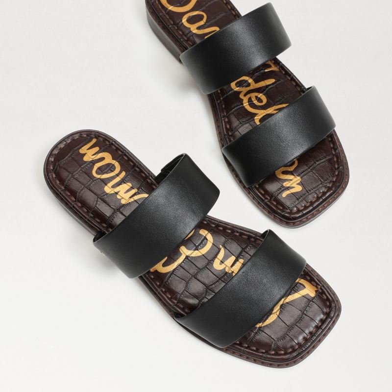 Sam Edelman Haydee Stitch Slide Sandal-Black Leather