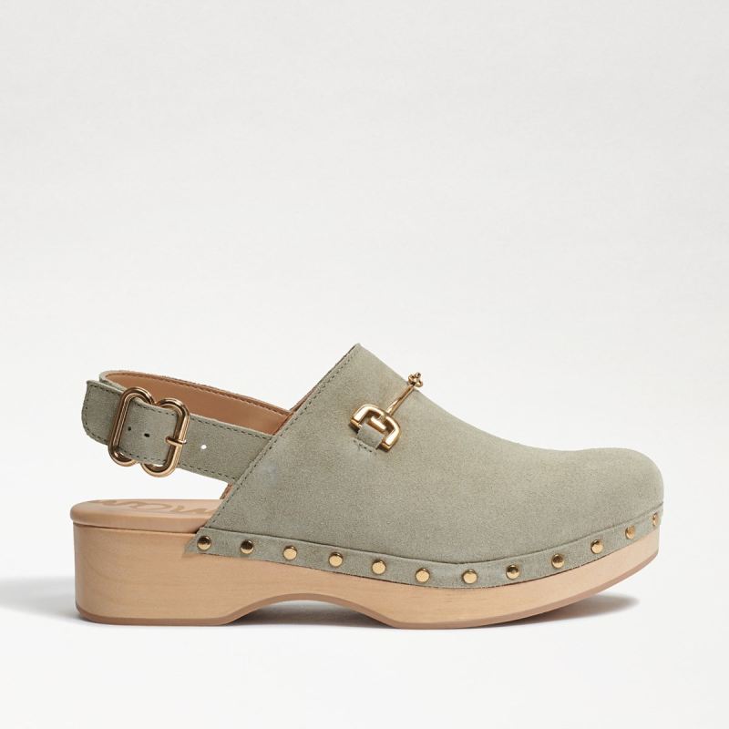 Sam Edelman Hilda Bit Sling Back Clog-Mineral Green Suede