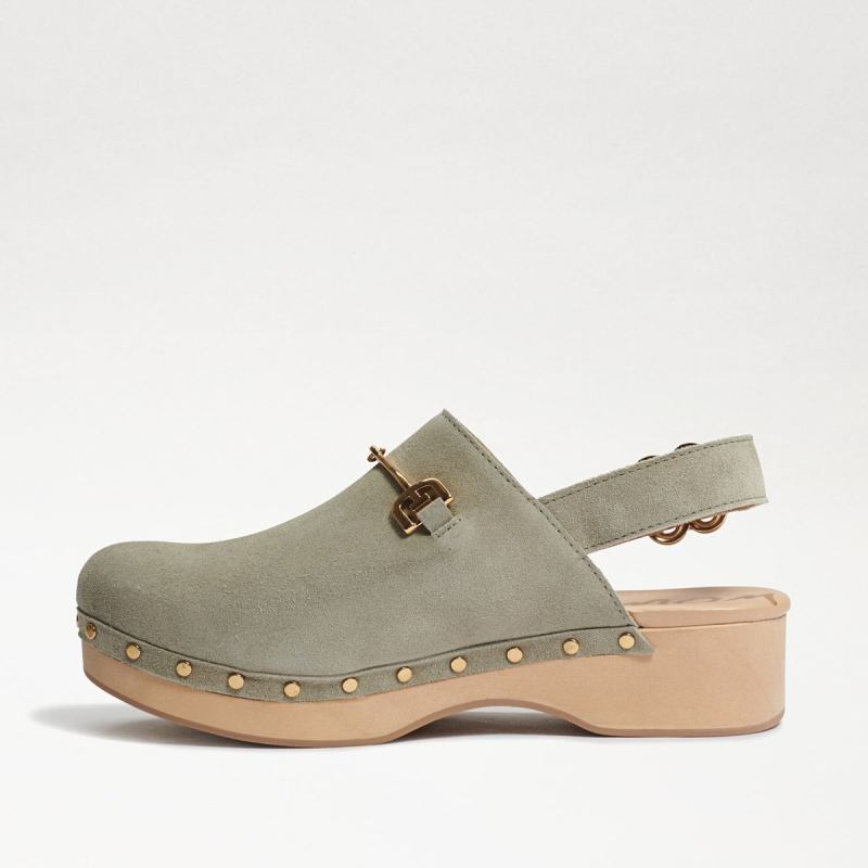 Sam Edelman Hilda Bit Sling Back Clog-Mineral Green Suede