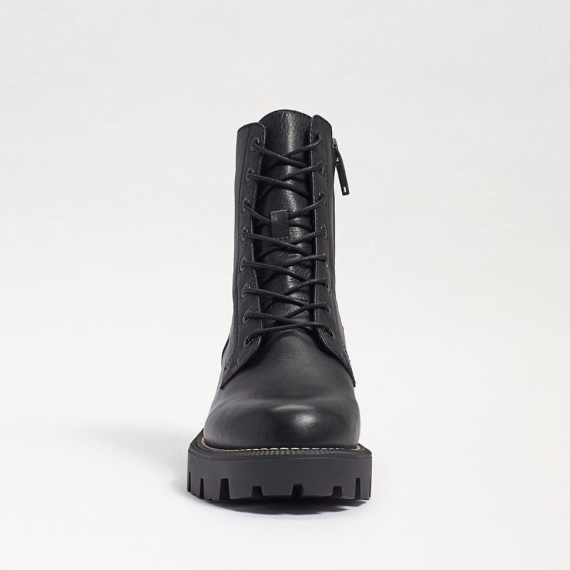 Sam Edelman Garret Combat Platform Boot-Black Leather