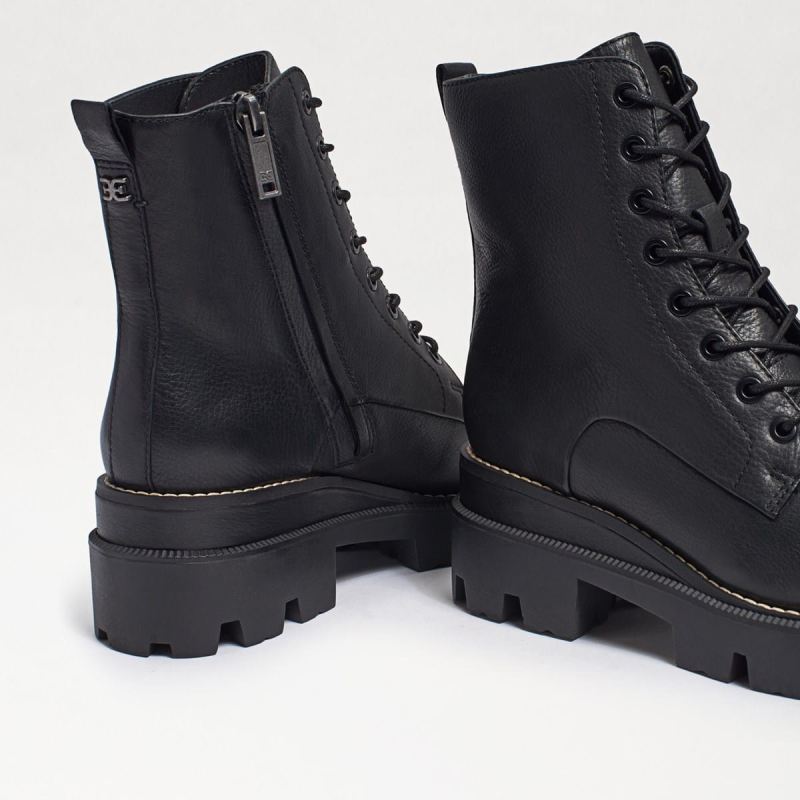 Sam Edelman Garret Combat Platform Boot-Black Leather