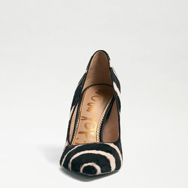 Sam Edelman Hazel Pointed Toe Heel-Black/Ivory Zebra Brahma