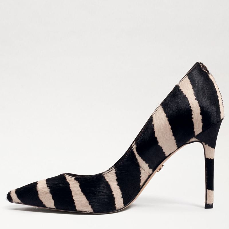 Sam Edelman Hazel Pointed Toe Heel-Black/Ivory Zebra Brahma