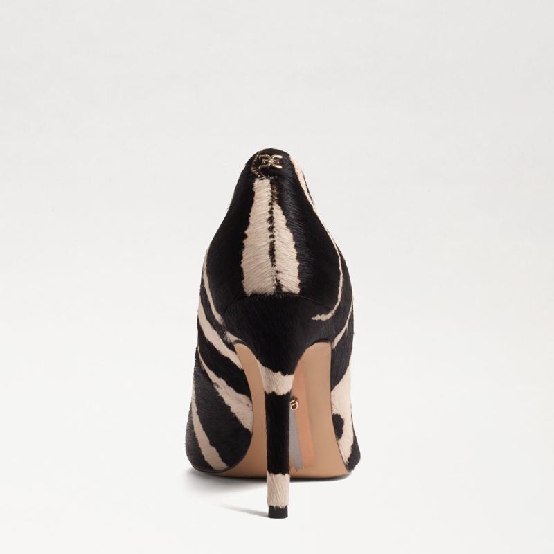 Sam Edelman Hazel Pointed Toe Heel-Black/Ivory Zebra Brahma