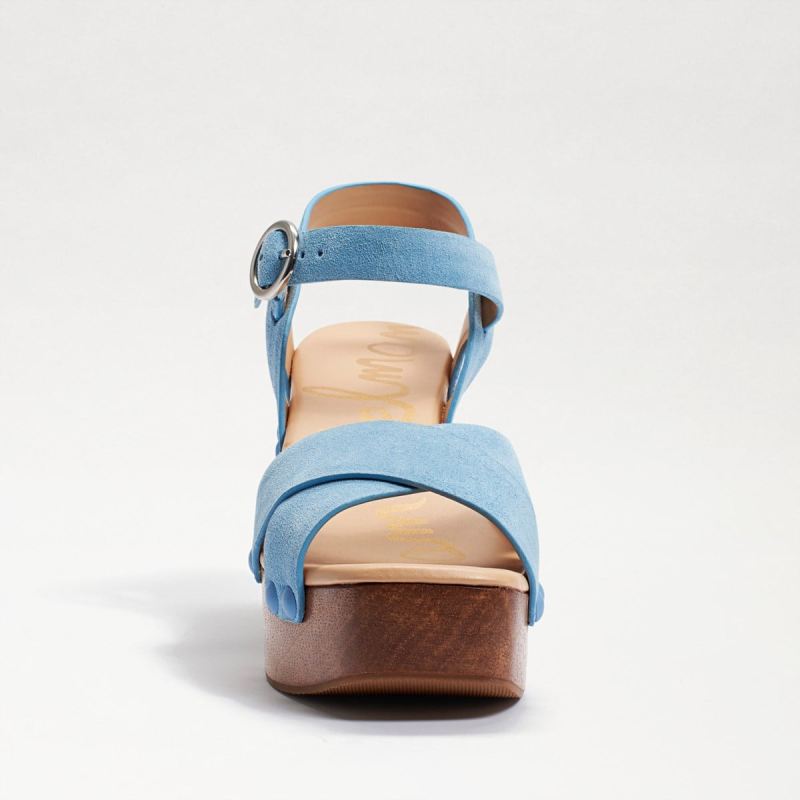 Sam Edelman Josefine Platform Heeled Sandal-Sky Blue Suede