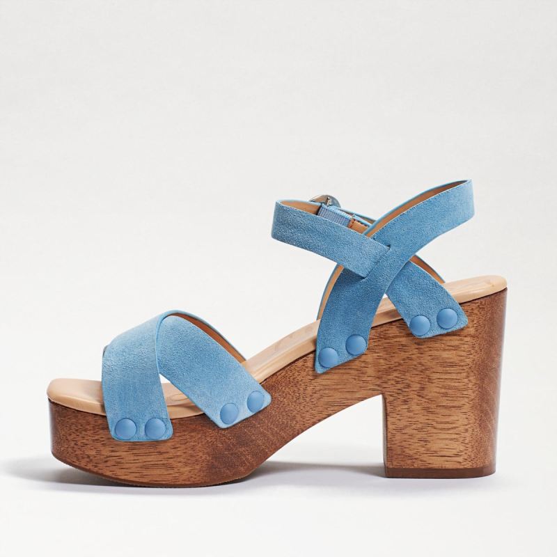 Sam Edelman Josefine Platform Heeled Sandal-Sky Blue Suede