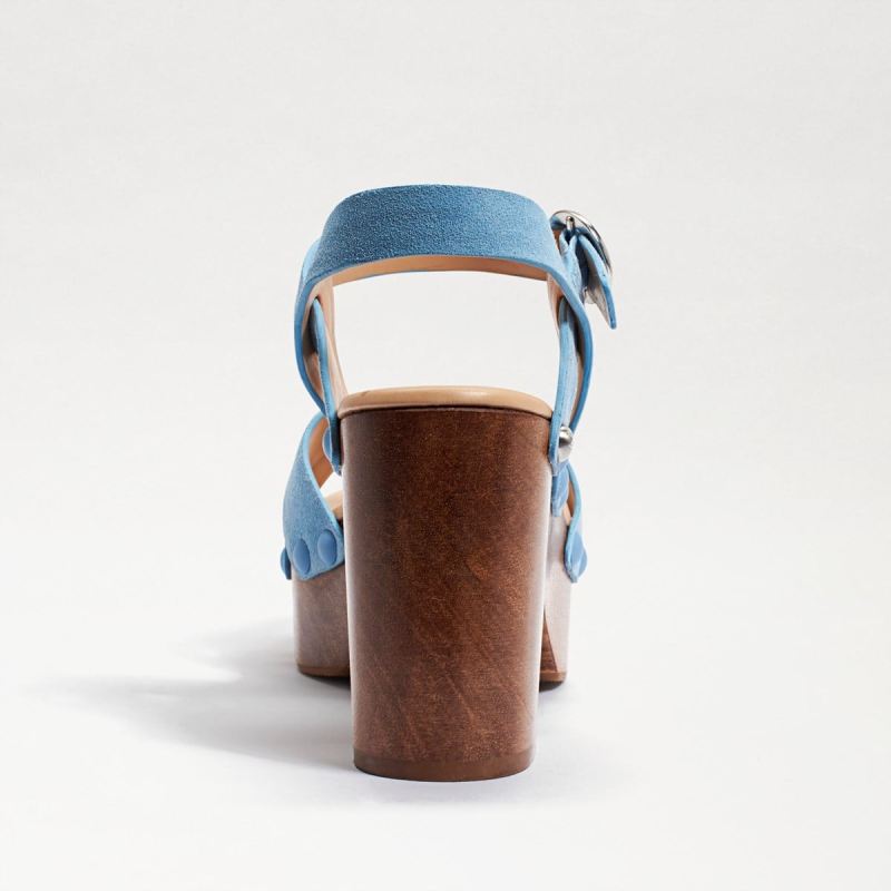 Sam Edelman Josefine Platform Heeled Sandal-Sky Blue Suede