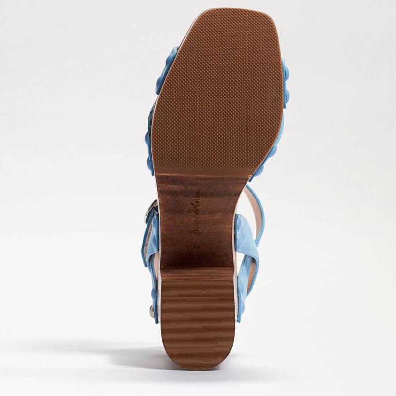 Sam Edelman Josefine Platform Heeled Sandal-Sky Blue Suede