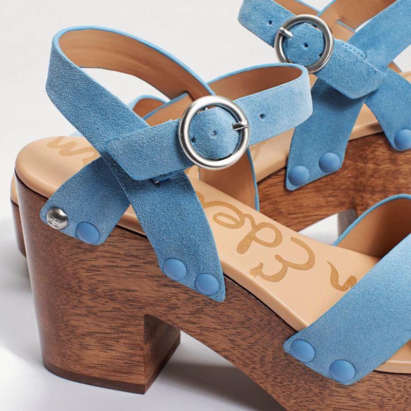 Sam Edelman Josefine Platform Heeled Sandal-Sky Blue Suede