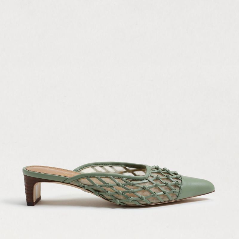 Sam Edelman Snyder Slip On Kitten Heel-Soft Jade Weave