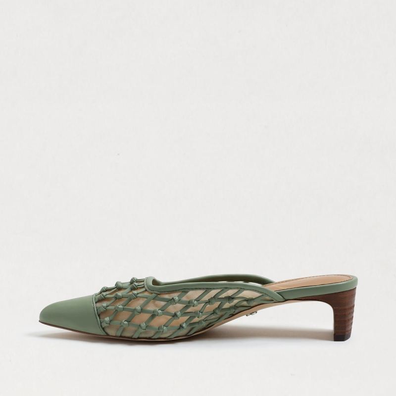 Sam Edelman Snyder Slip On Kitten Heel-Soft Jade Weave