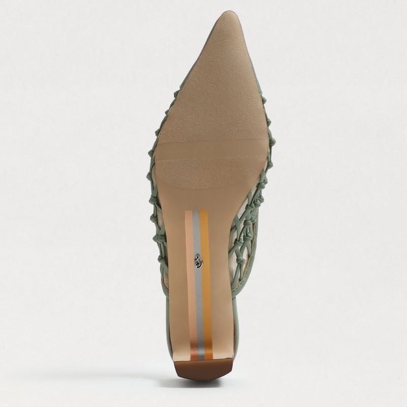Sam Edelman Snyder Slip On Kitten Heel-Soft Jade Weave