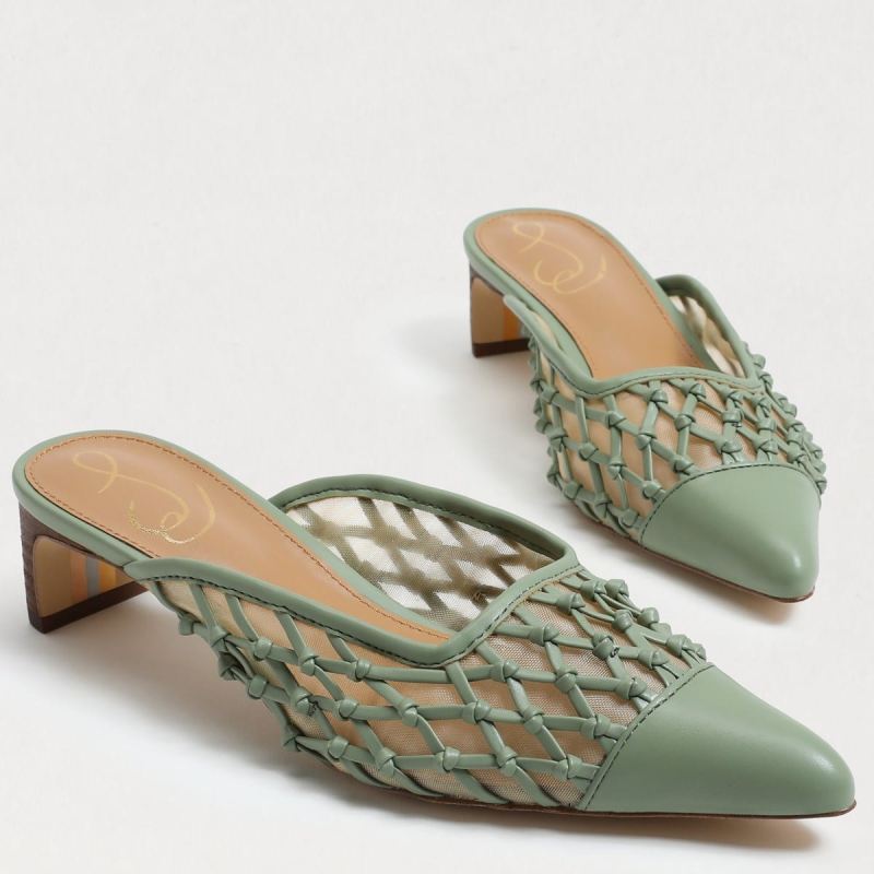Sam Edelman Snyder Slip On Kitten Heel-Soft Jade Weave