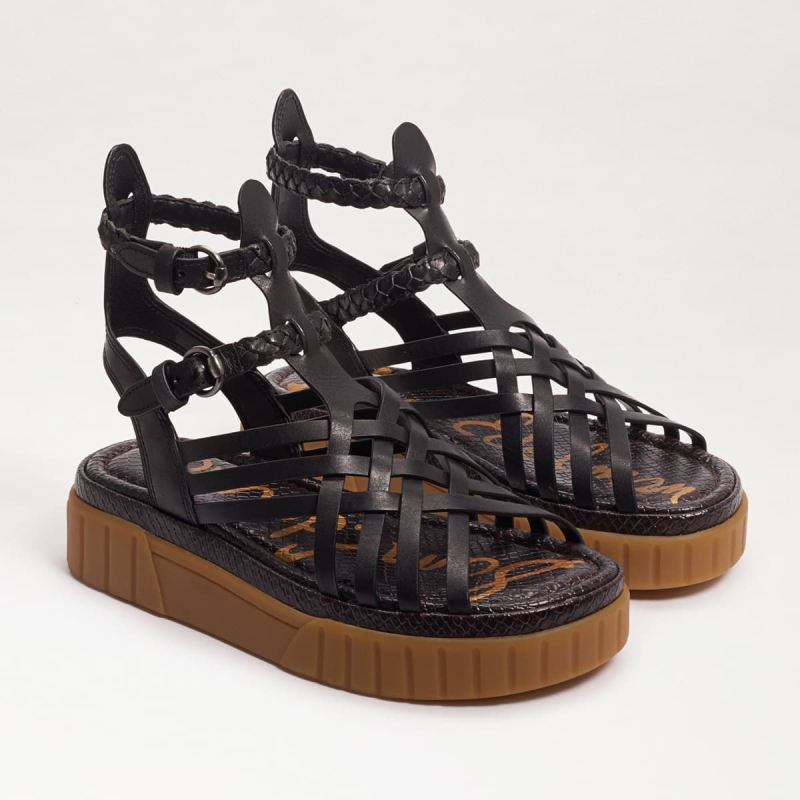 Sam Edelman Geana Platform Gladiator Sandal-Black Leather