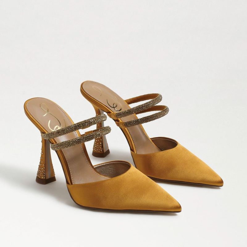 Sam Edelman Agustina Mule Pump-Golden Yellow Satin