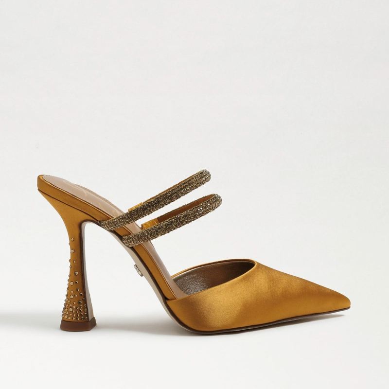 Sam Edelman Agustina Mule Pump-Golden Yellow Satin