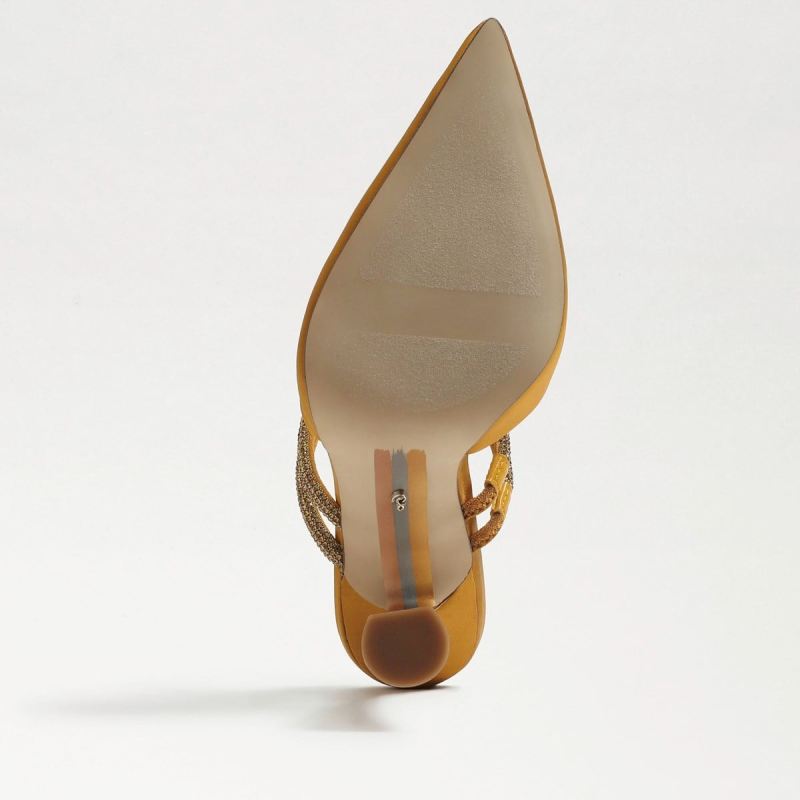 Sam Edelman Agustina Mule Pump-Golden Yellow Satin