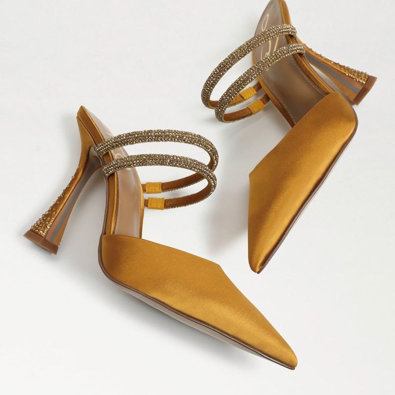 Sam Edelman Agustina Mule Pump-Golden Yellow Satin