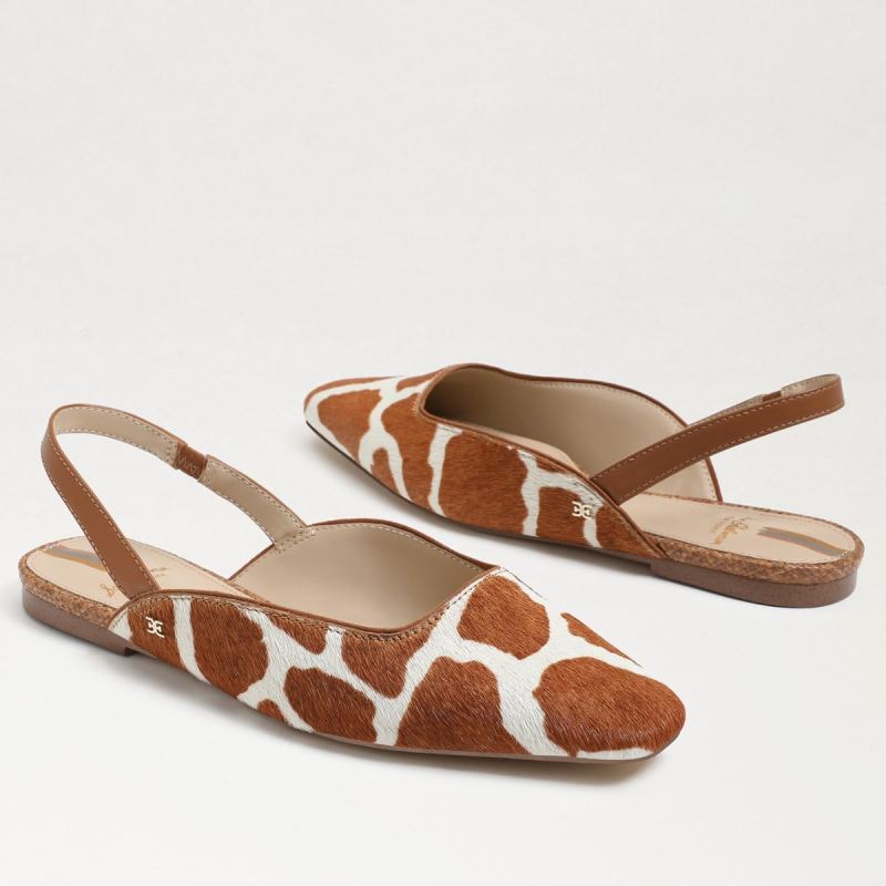 Sam Edelman Connell Slingback Flat-Ivory/Tan Giraffe Brahma