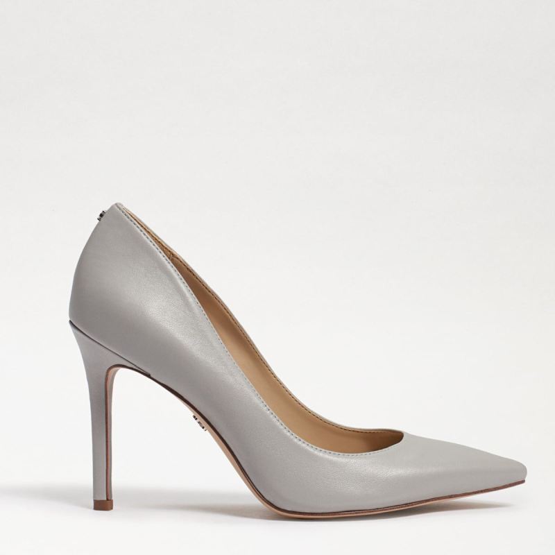 Sam Edelman Hazel Pointed Toe Heel-Pebble Grey Leather