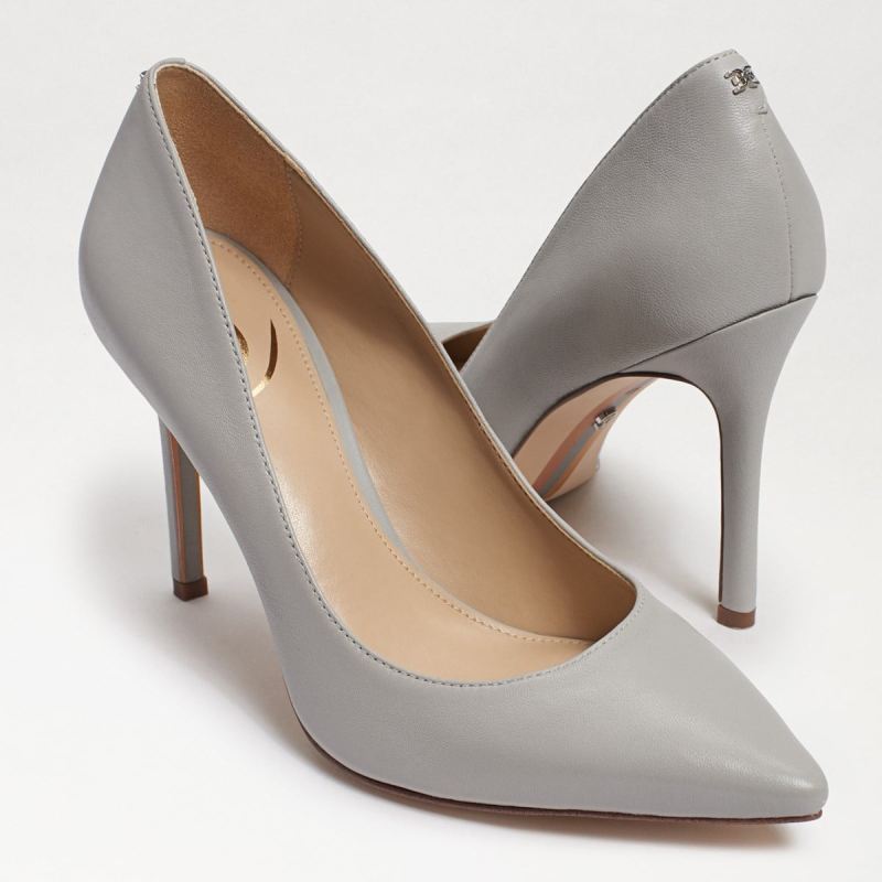 Sam Edelman Hazel Pointed Toe Heel-Pebble Grey Leather