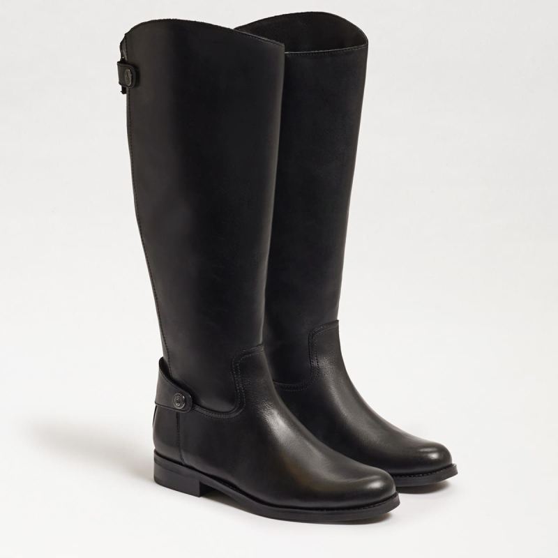 Sam Edelman Mikala Wide Calf Riding Boot-Black Leather