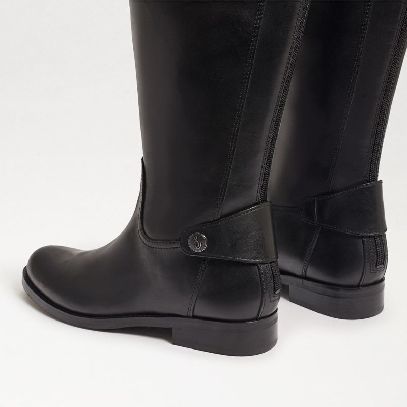 Sam Edelman Mikala Wide Calf Riding Boot-Black Leather