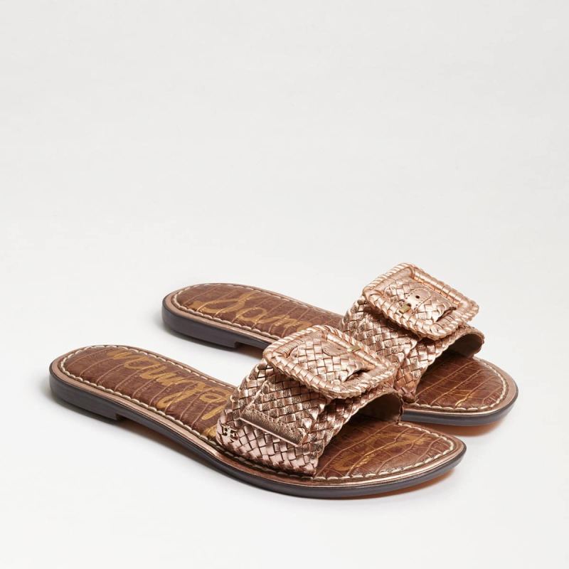 Sam Edelman Gabriela Woven Slide Sandal-Champagne Leather