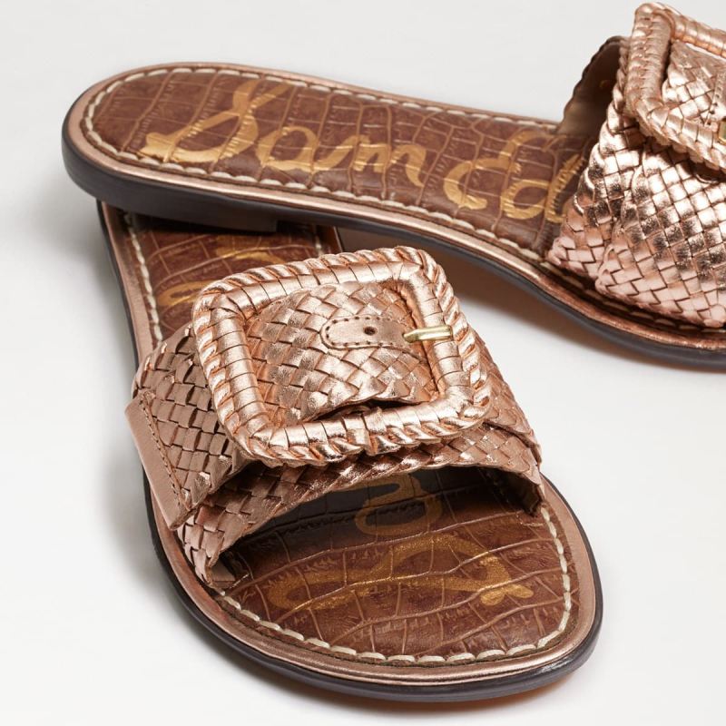 Sam Edelman Gabriela Woven Slide Sandal-Champagne Leather