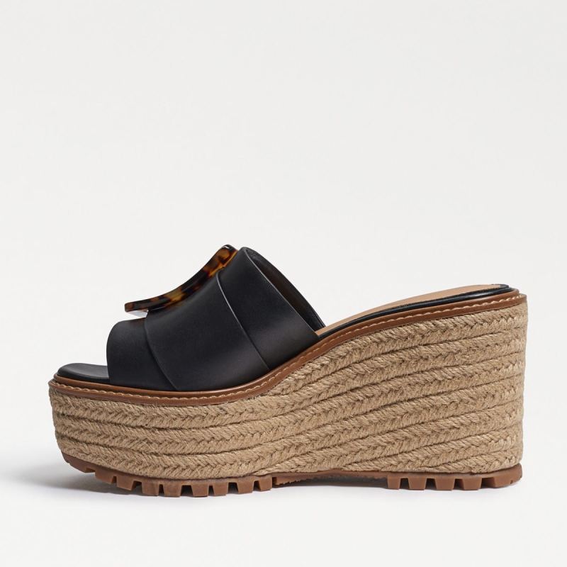 Sam Edelman Livi Espadrille Wedge Sandal-Black Leather