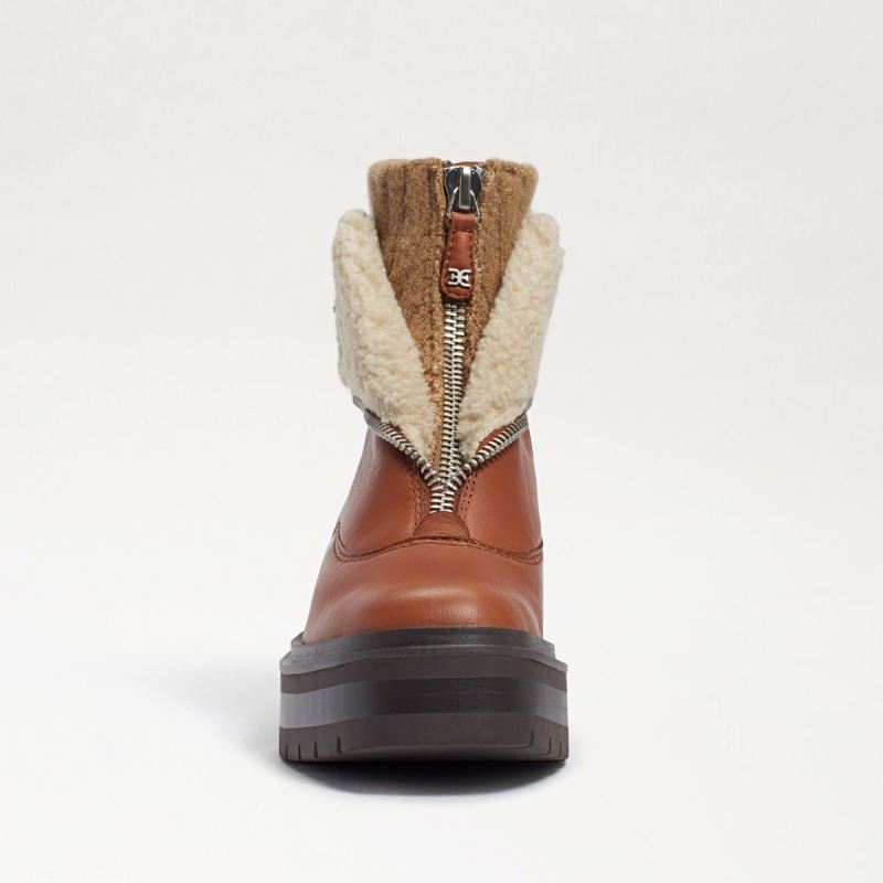 Sam Edelman Linds Zipper Chelsea Boot-Tawny Brown Leather