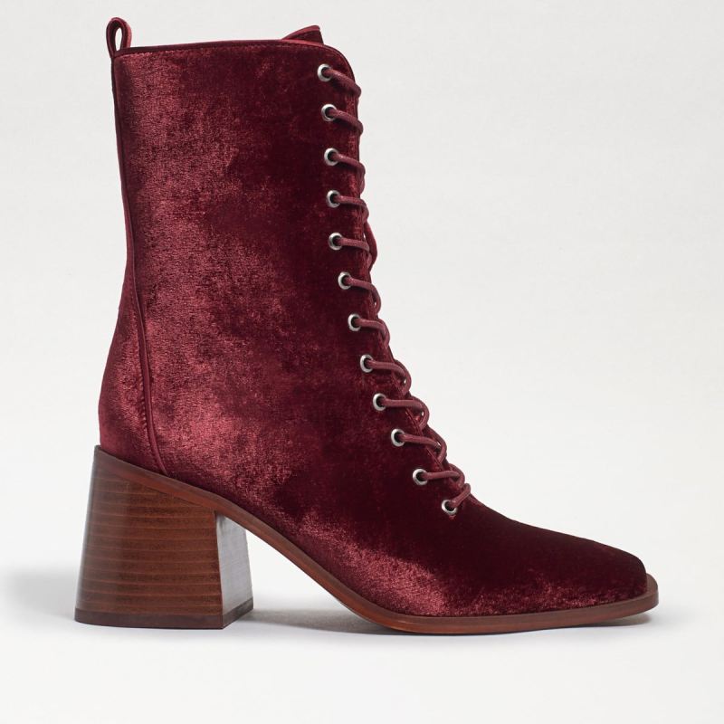 Sam Edelman Westie Lace-up Bootie-Brick Velvet