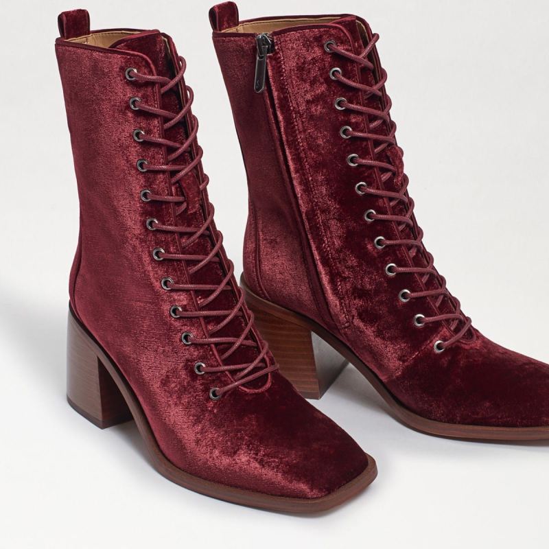 Sam Edelman Westie Lace-up Bootie-Brick Velvet